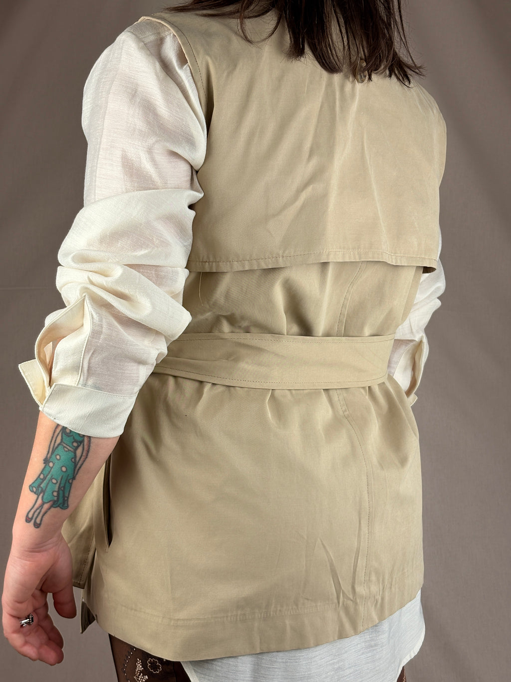 Trench structuré amovible Beige