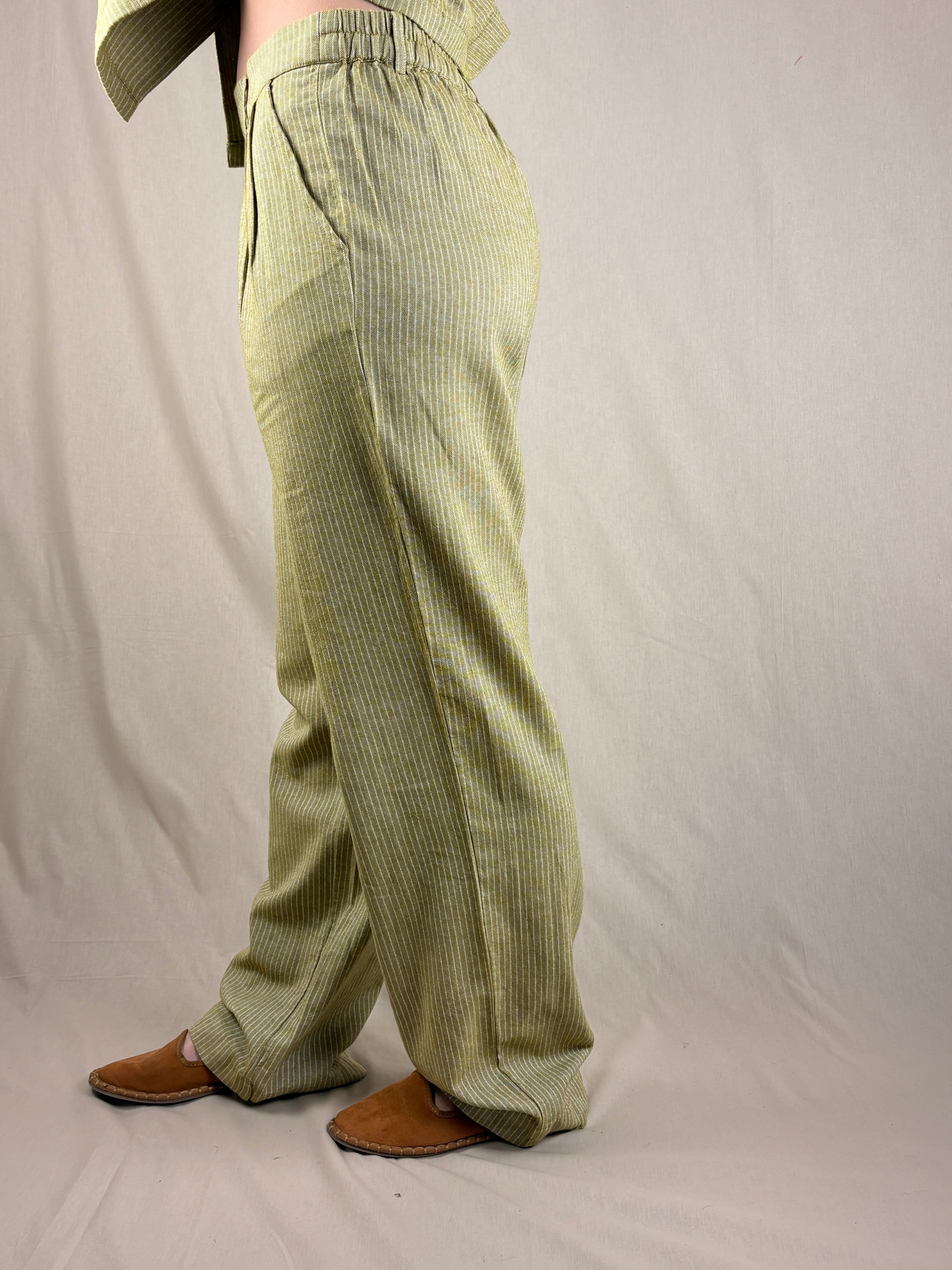 Pantalone gessato salvia