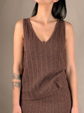Top traforato in maglia cioccolato