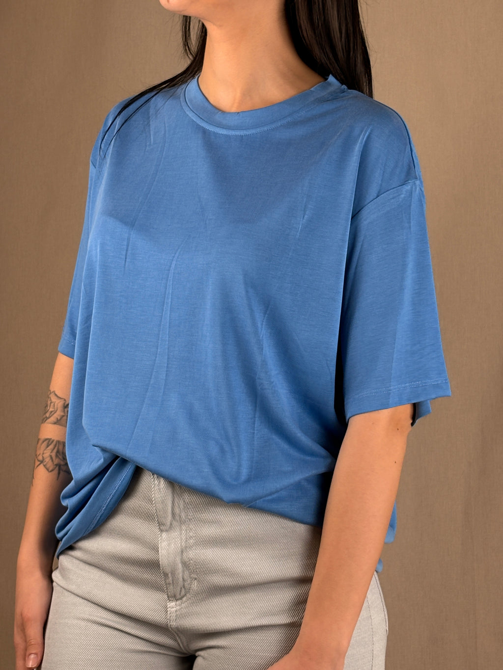 T-shirt morbida viscosa bluette