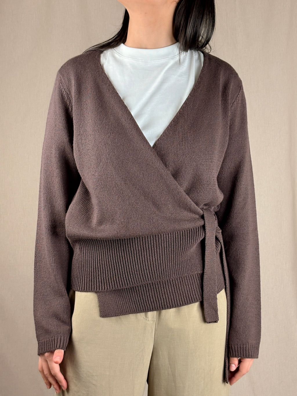 Cardigan a portafoglio cioccolato