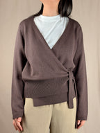 Cardigan a portafoglio cioccolato