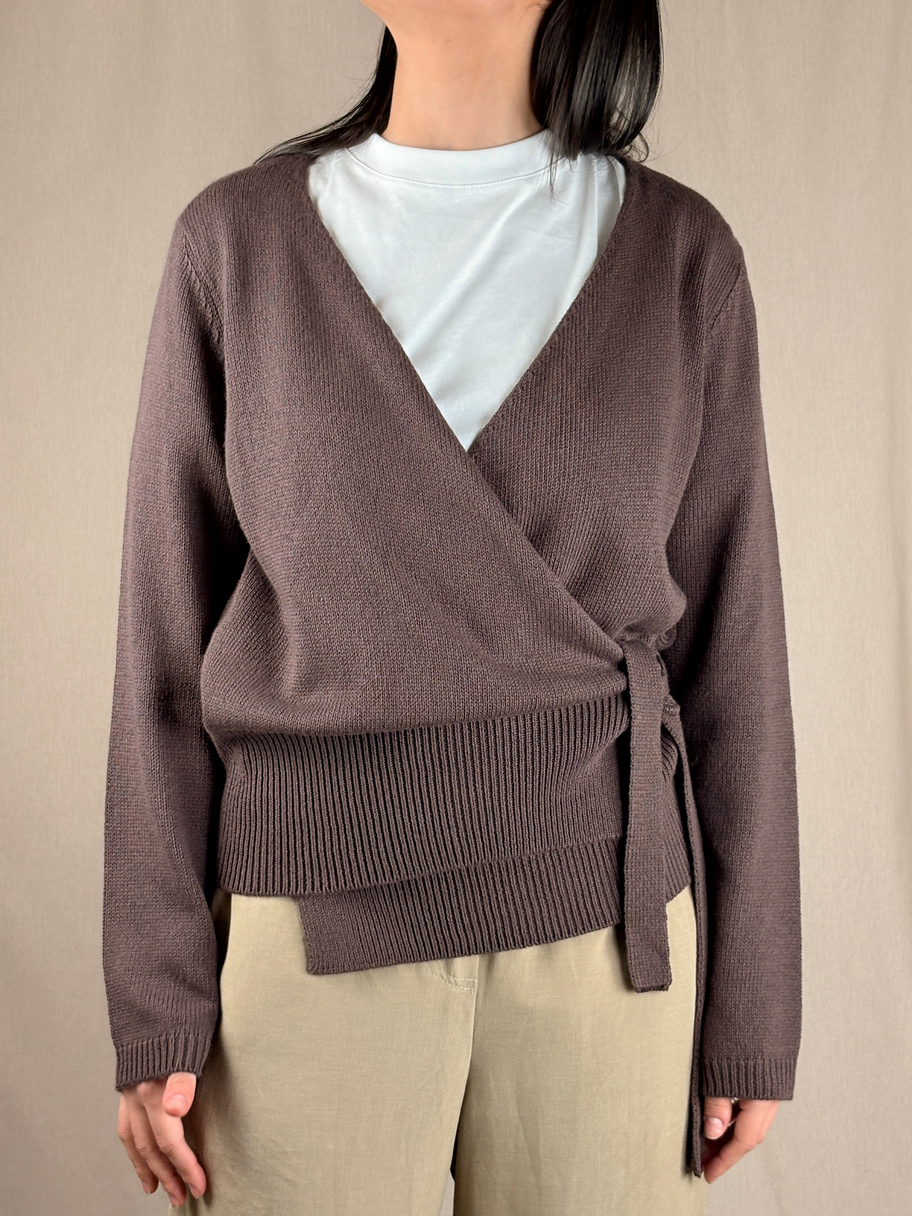 Cardigan a portafoglio cioccolato