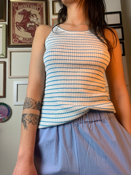 Top in spugna righe blu