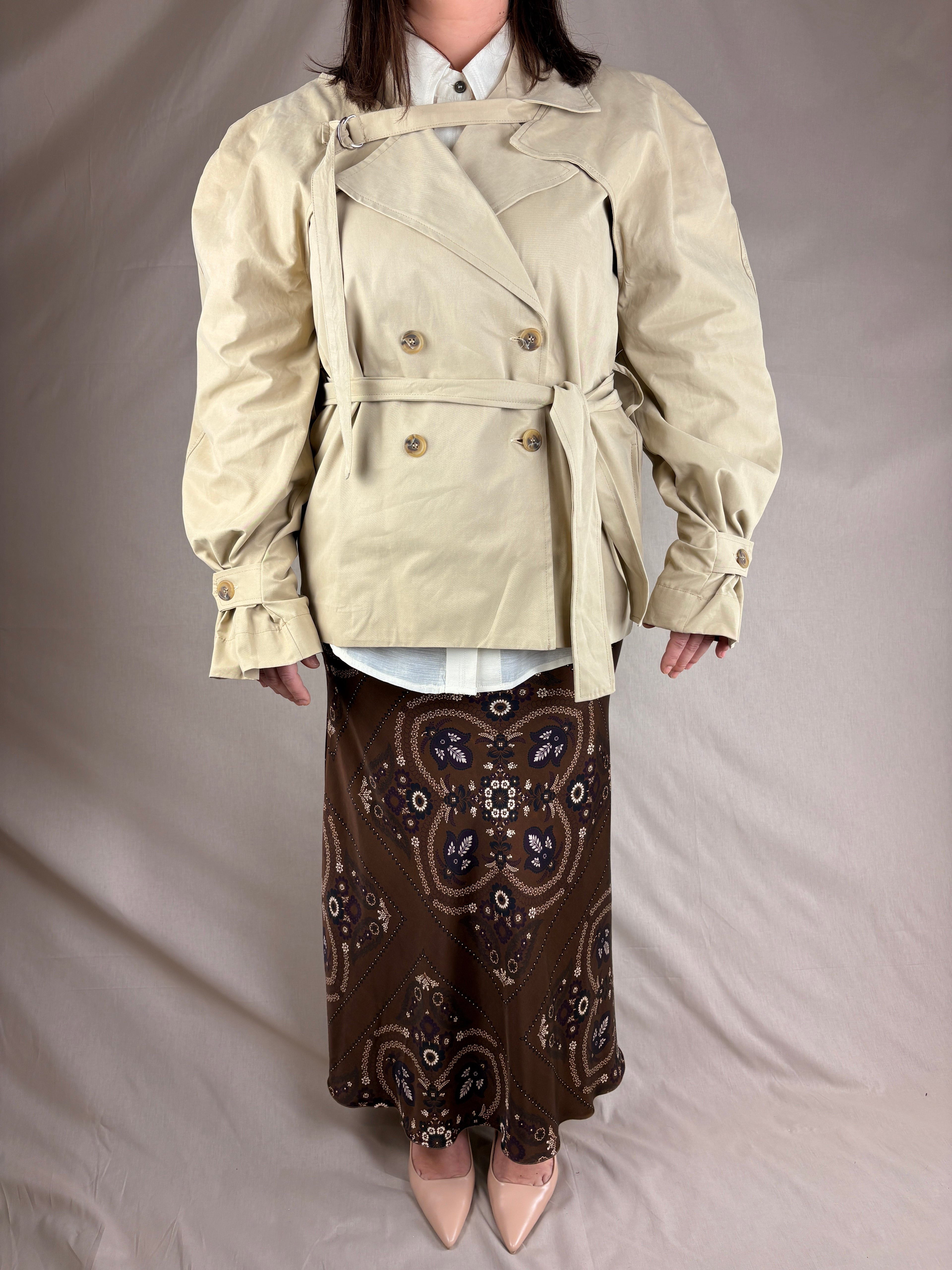 Trench structuré amovible Beige