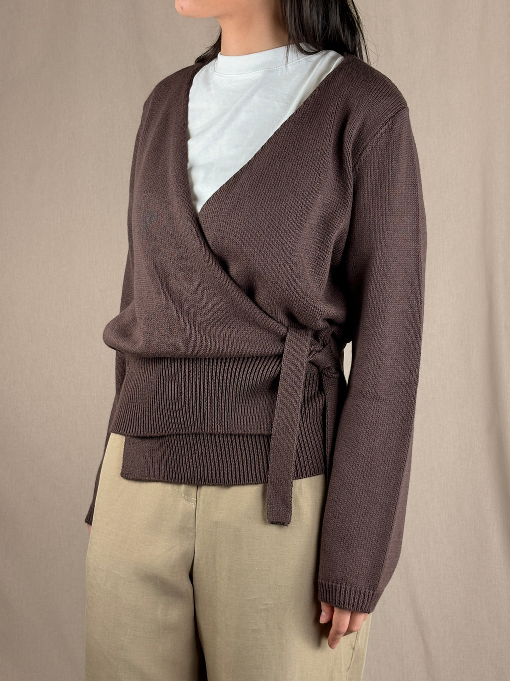 Cardigan a portafoglio cioccolato