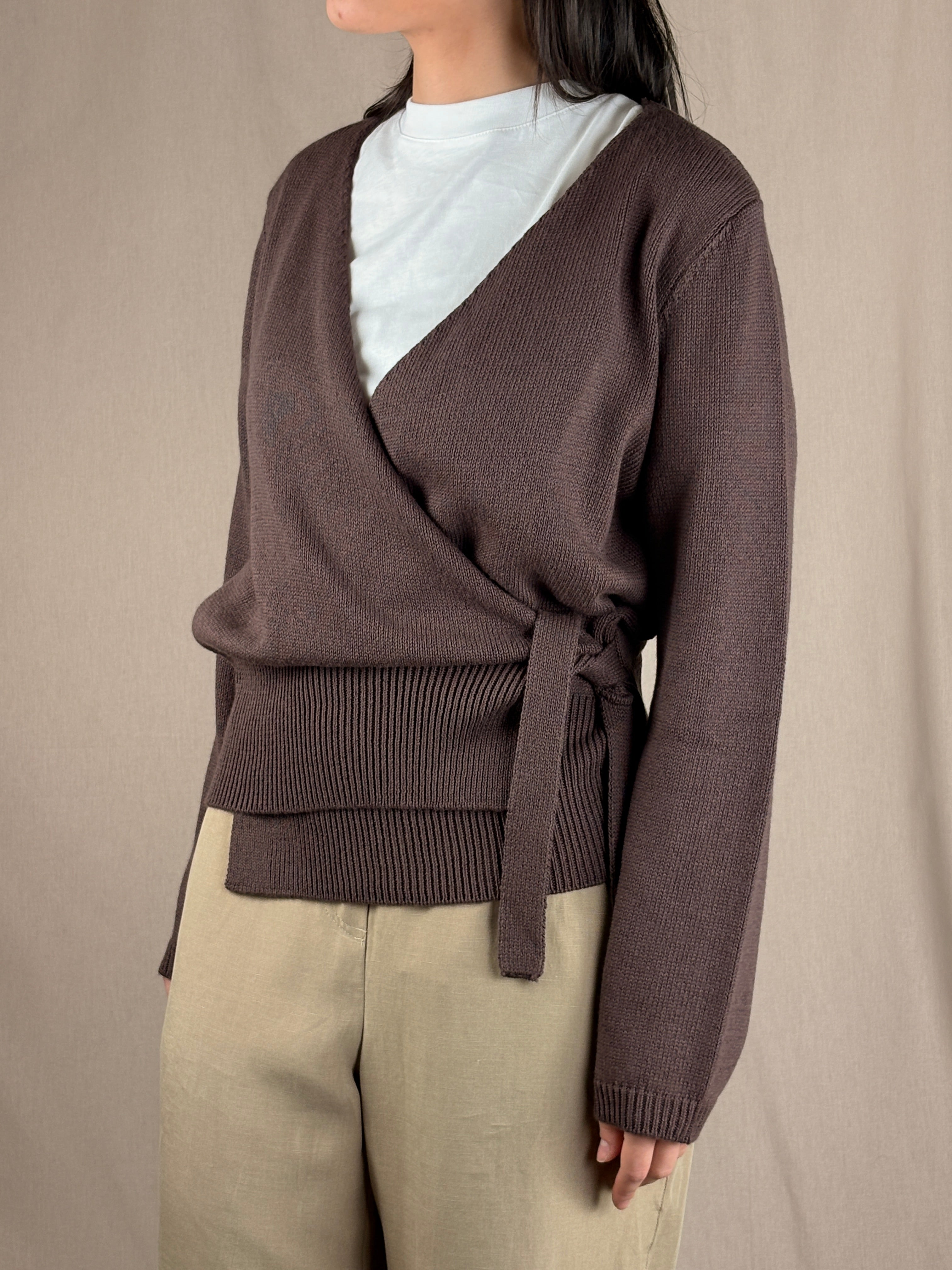 Cardigan a portafoglio cioccolato