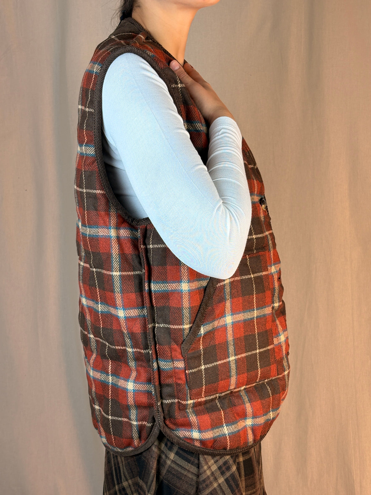 Gilet reversibile tartan Arancio