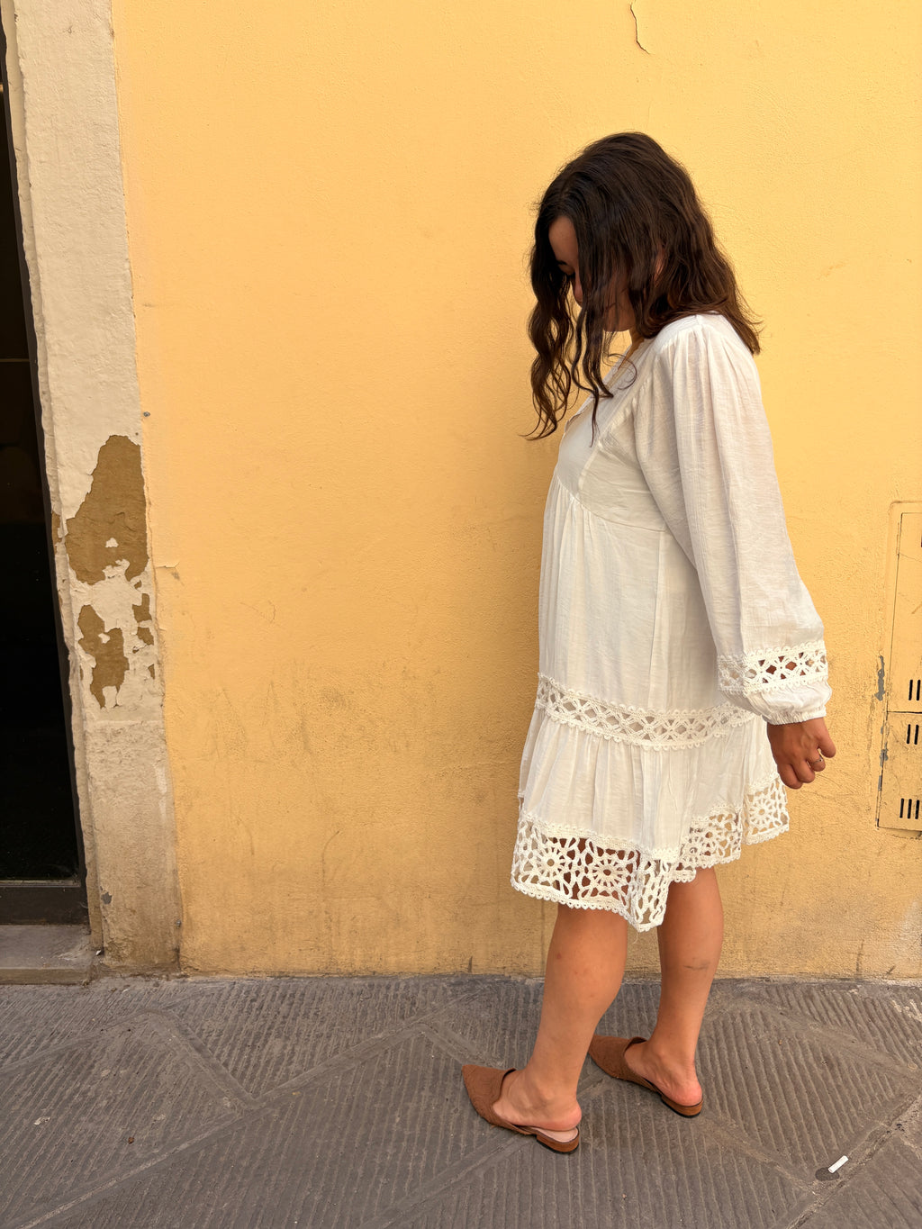 Abito boho bianco corto