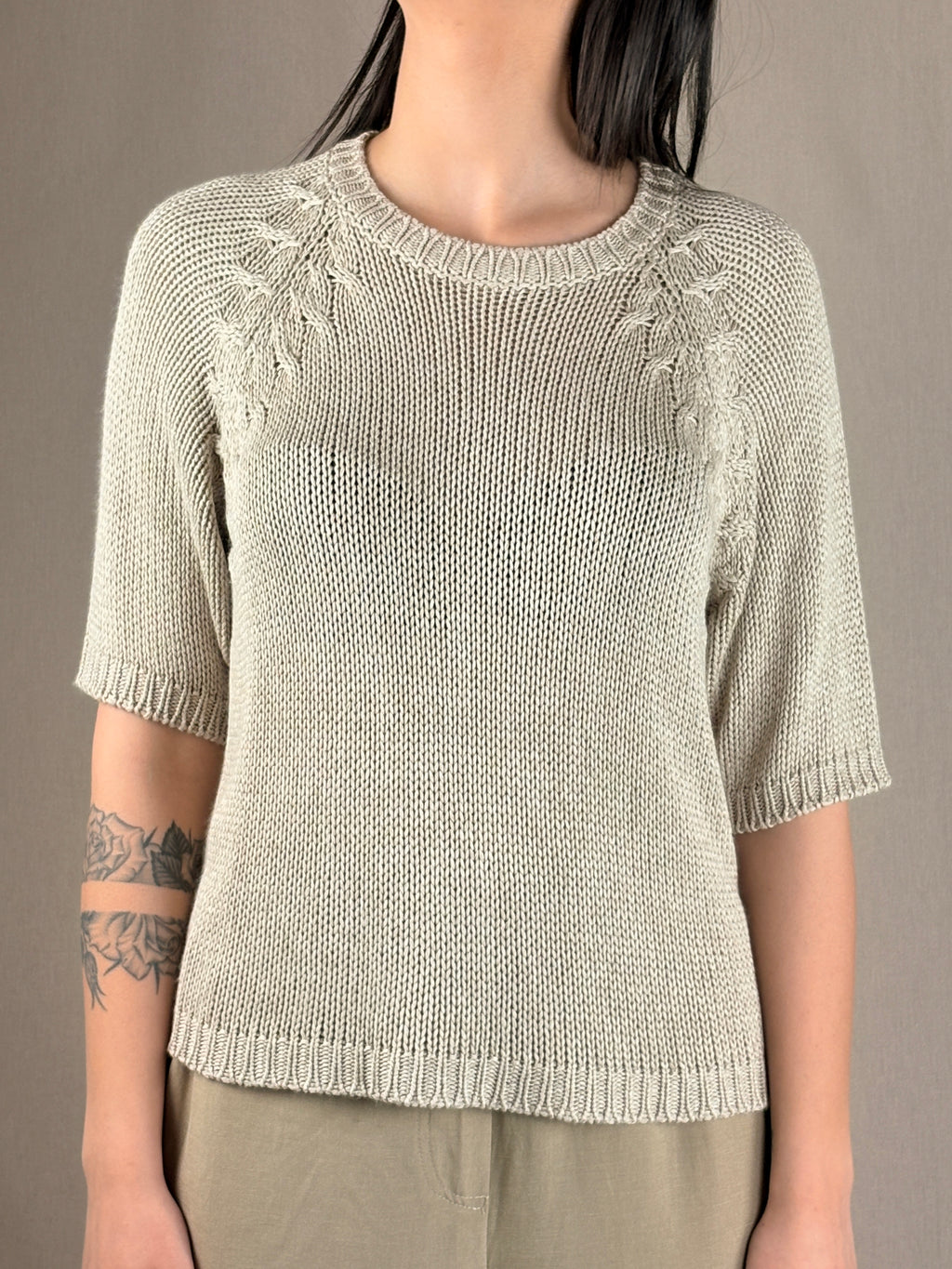 Maglia manica corta grigio tortora