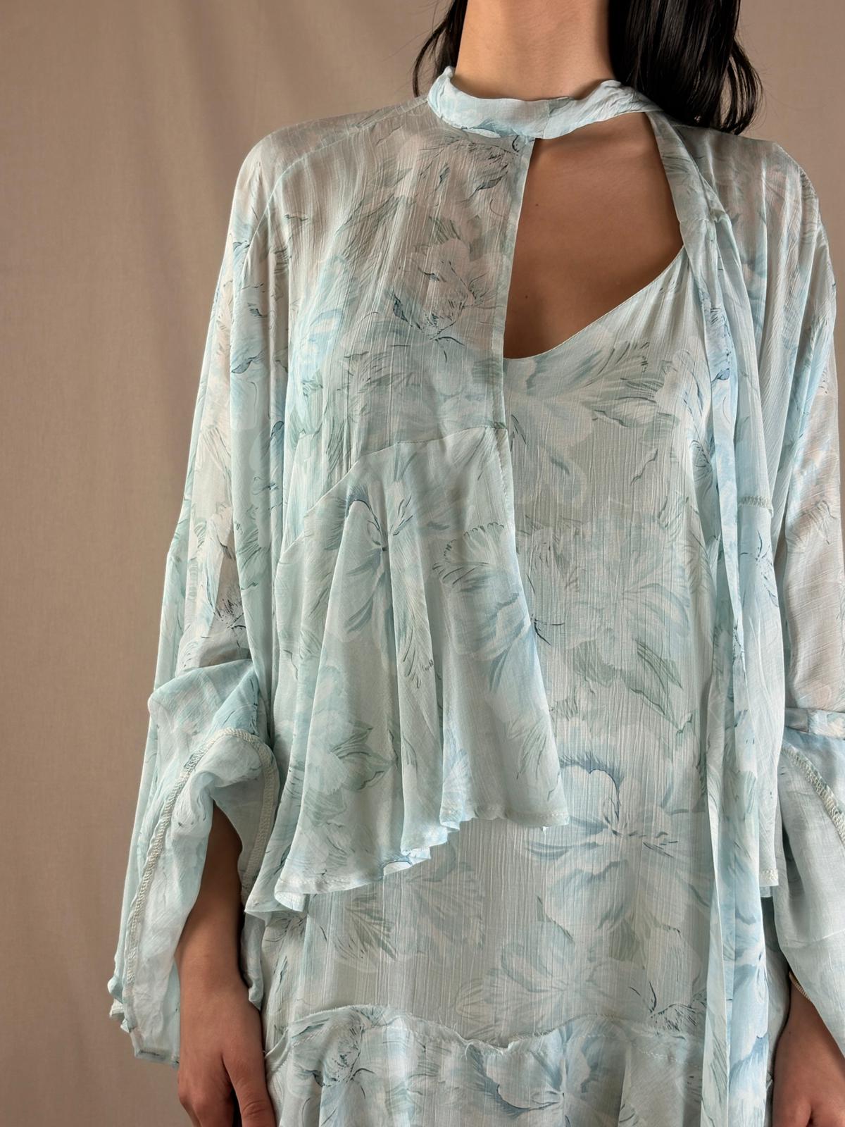 Robe complète avec boléro Flora bleu clair