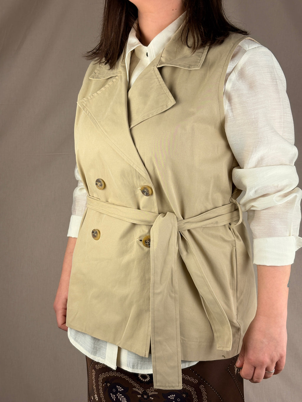 Trench structuré amovible Beige