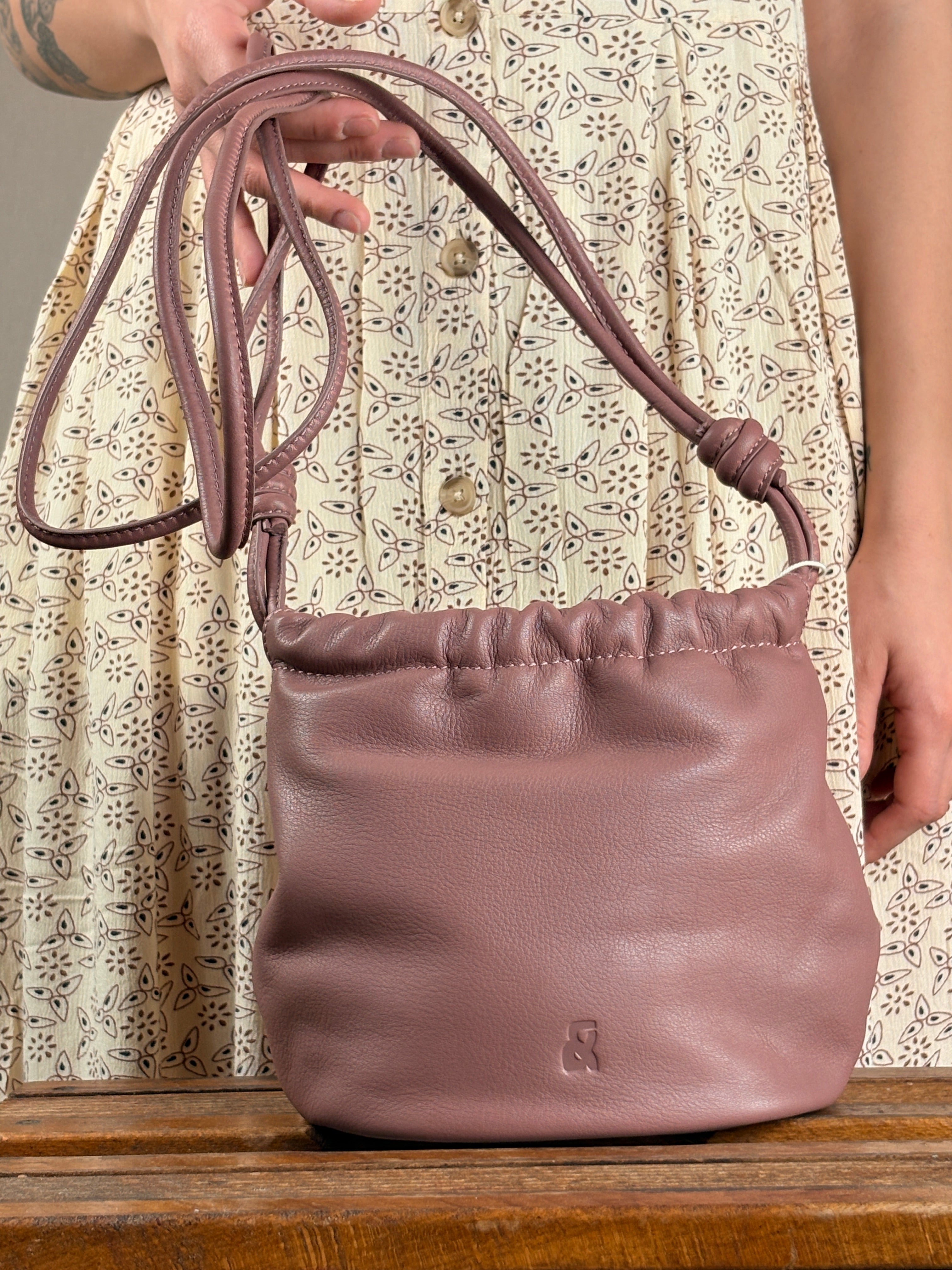 Borsa Sacchetto Vera Pelle Glicine