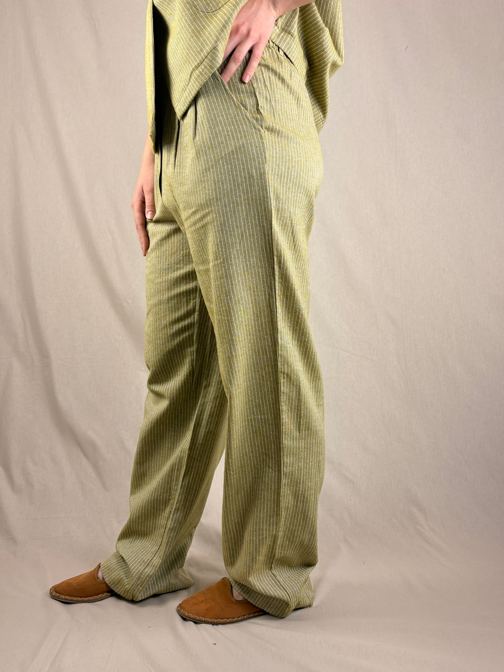 Pantalone gessato salvia