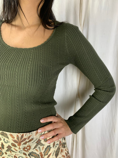 Maglia a costine verde militare