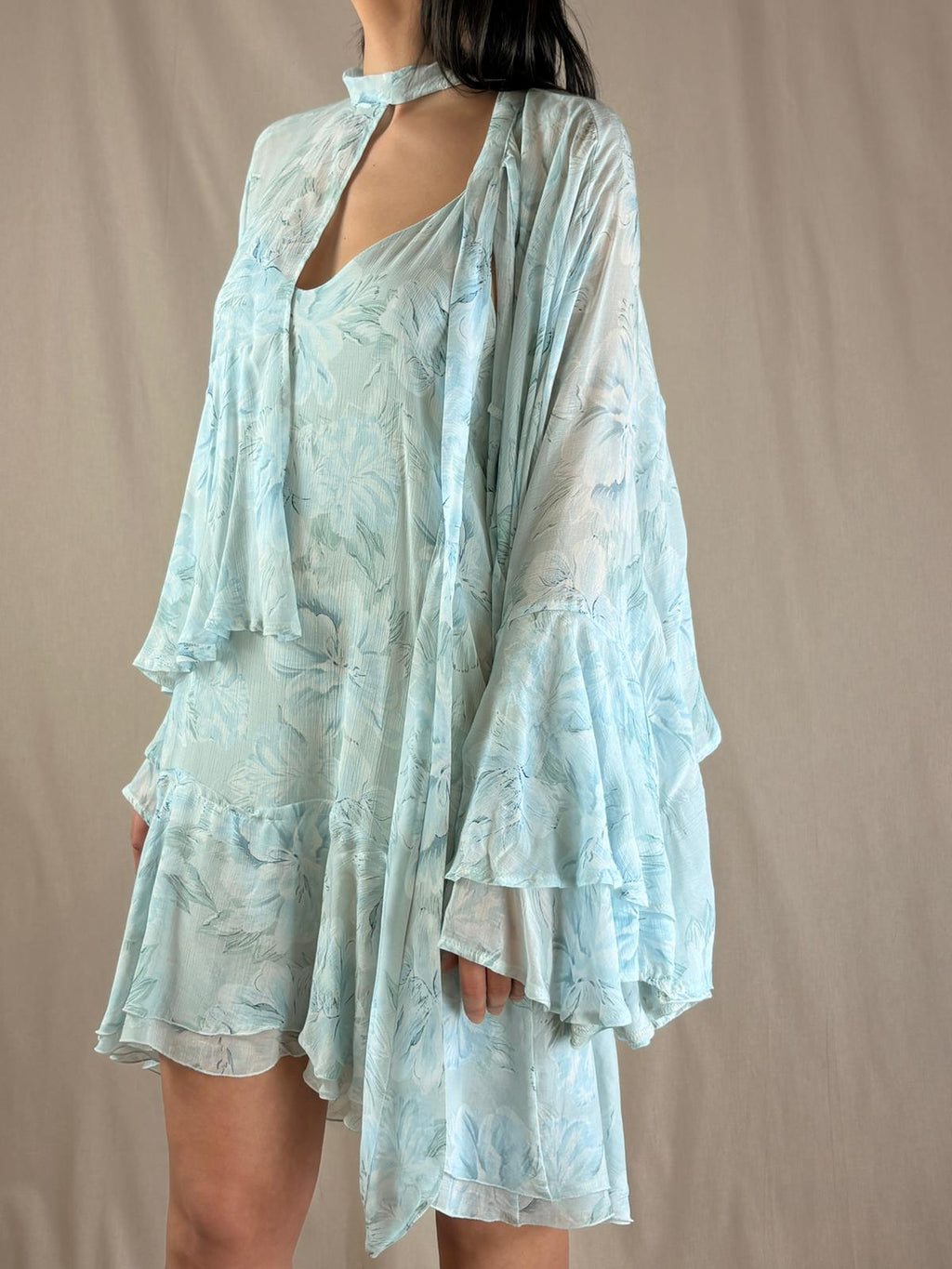 Robe complète avec boléro Flora bleu clair