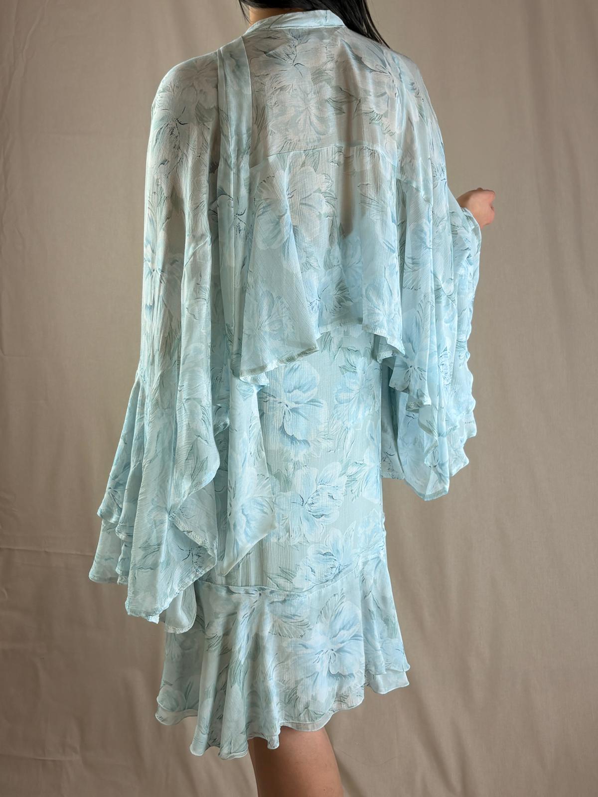 Robe complète avec boléro Flora bleu clair