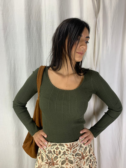 Maglia a costine verde militare