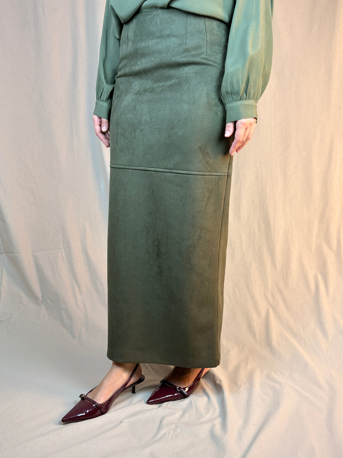 Gonna Pencil in suede verde