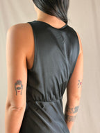 Robe satinée en viscose noire