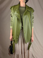 Pull col rond rayé citron vert