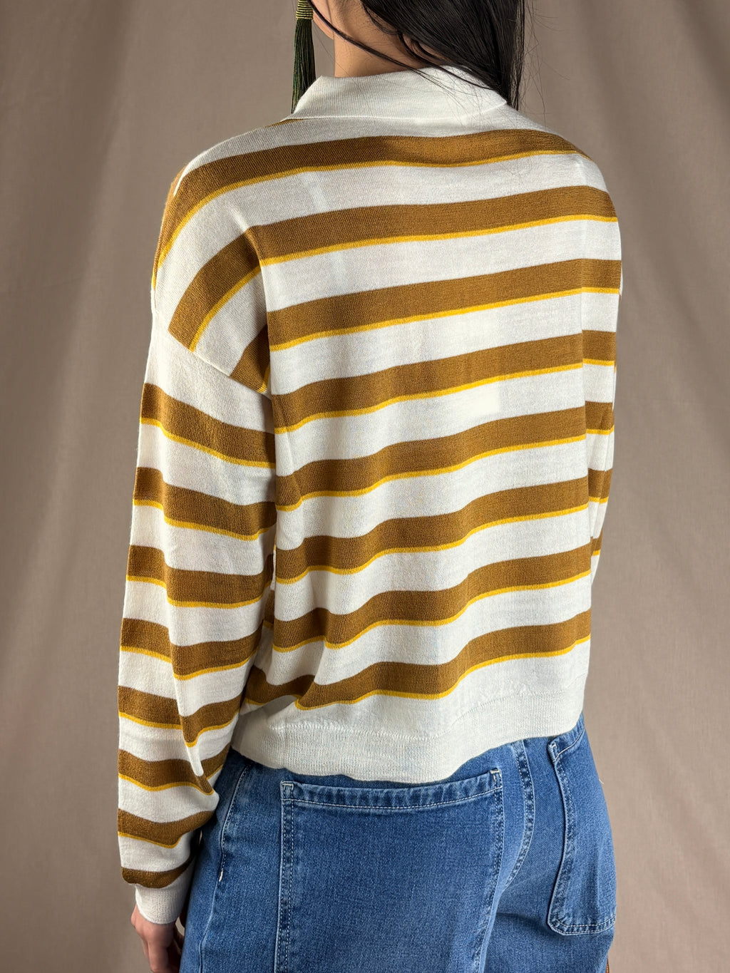 Polo rayée caramel