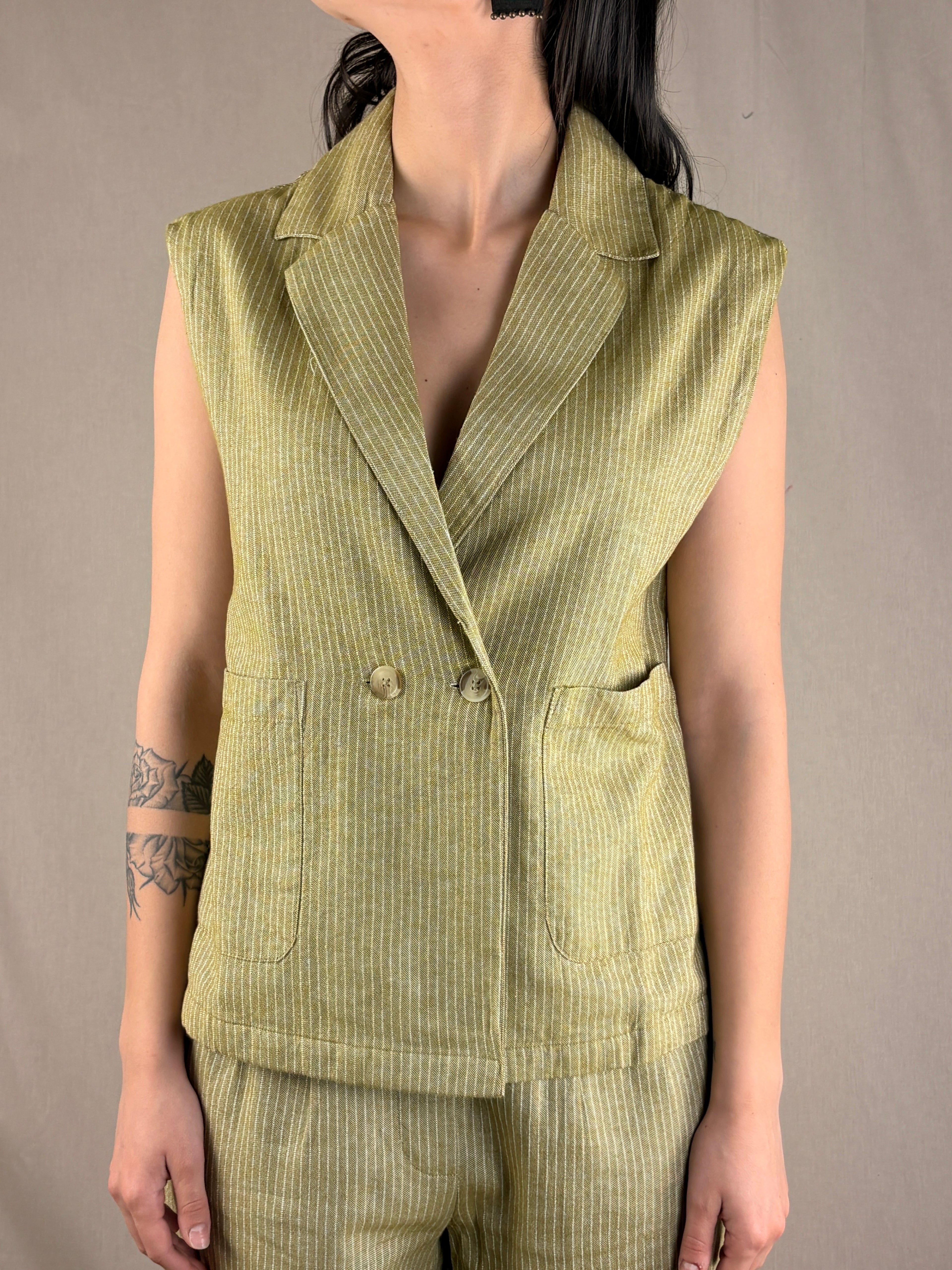 Gilet gessato salvia