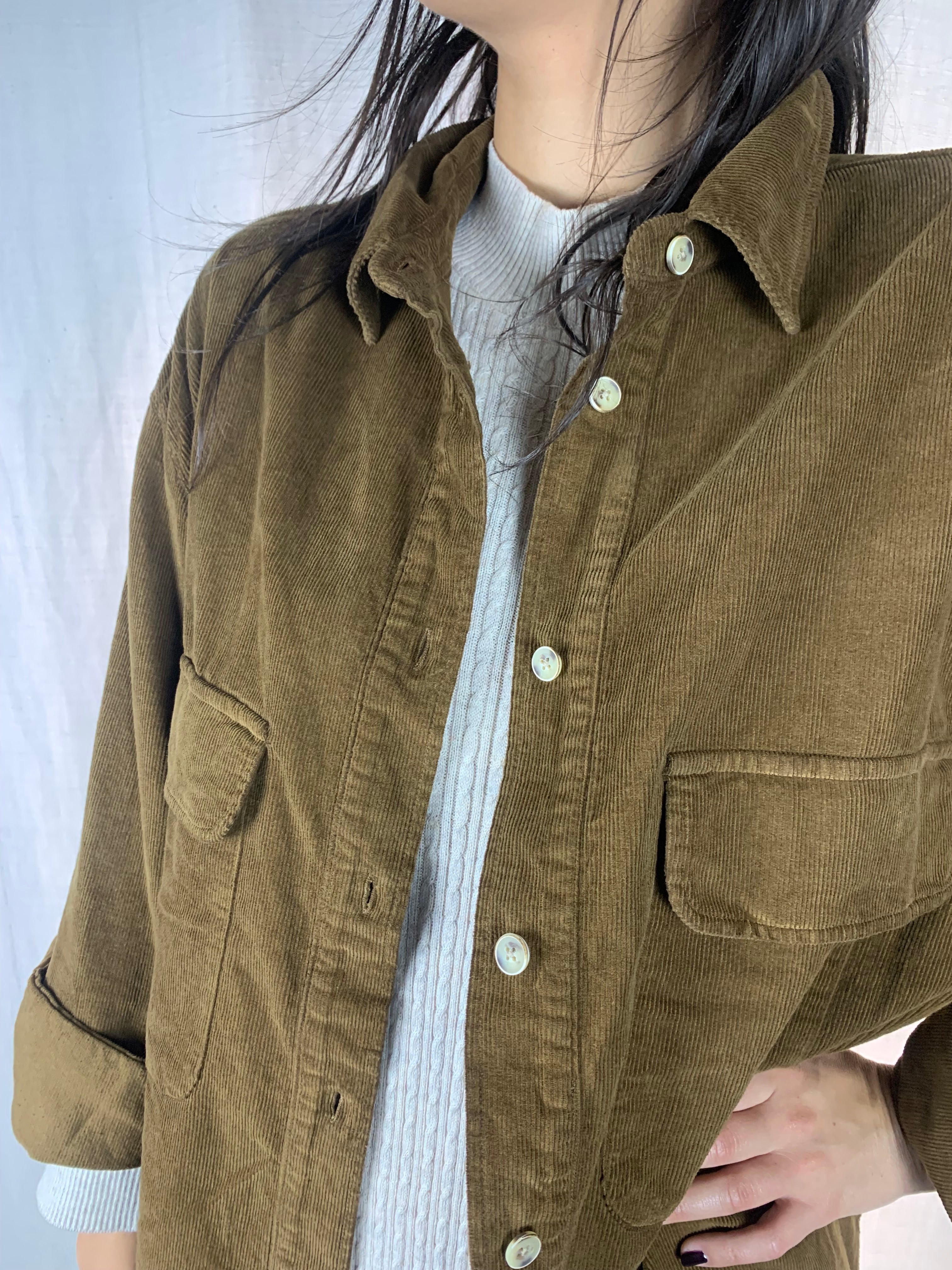 Camicia in velluto a costine caffè