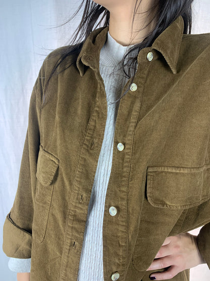 Camicia in velluto a costine caffè