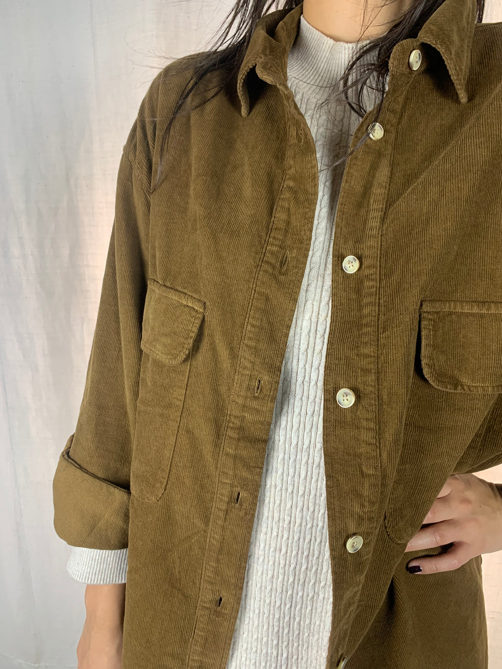 Camicia in velluto a costine caffè