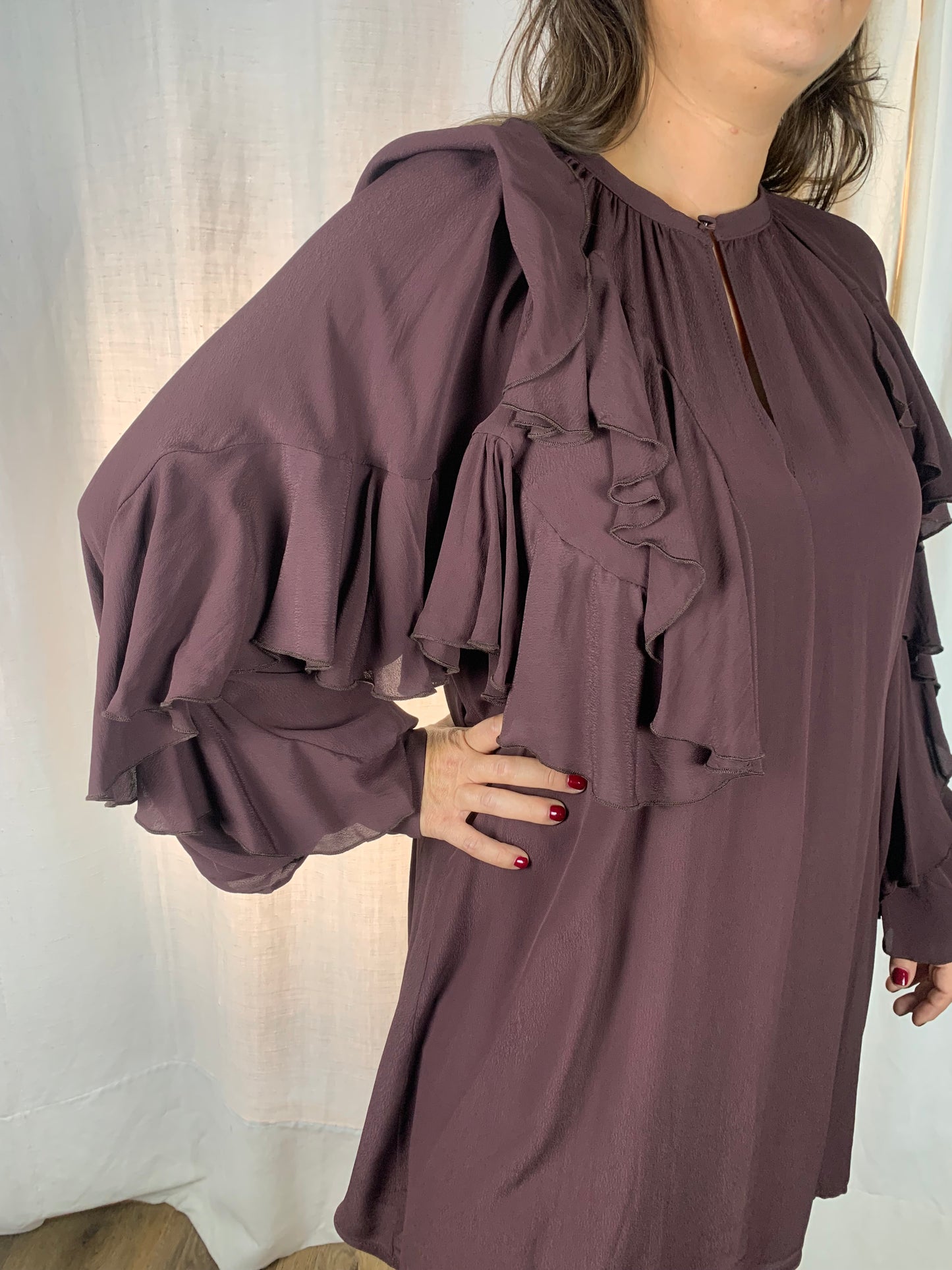 Abito voile bordeux corto