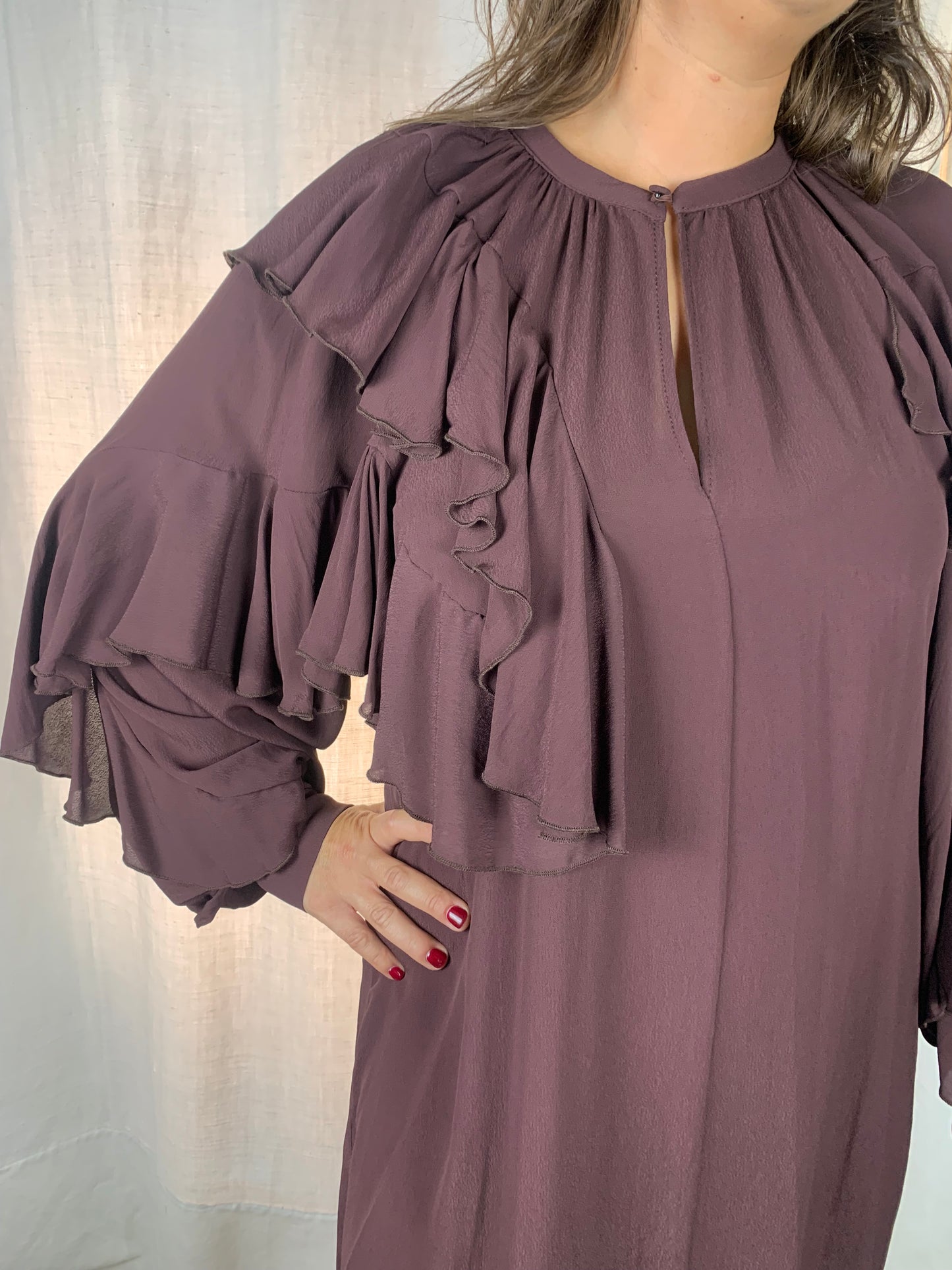 Abito voile bordeux corto