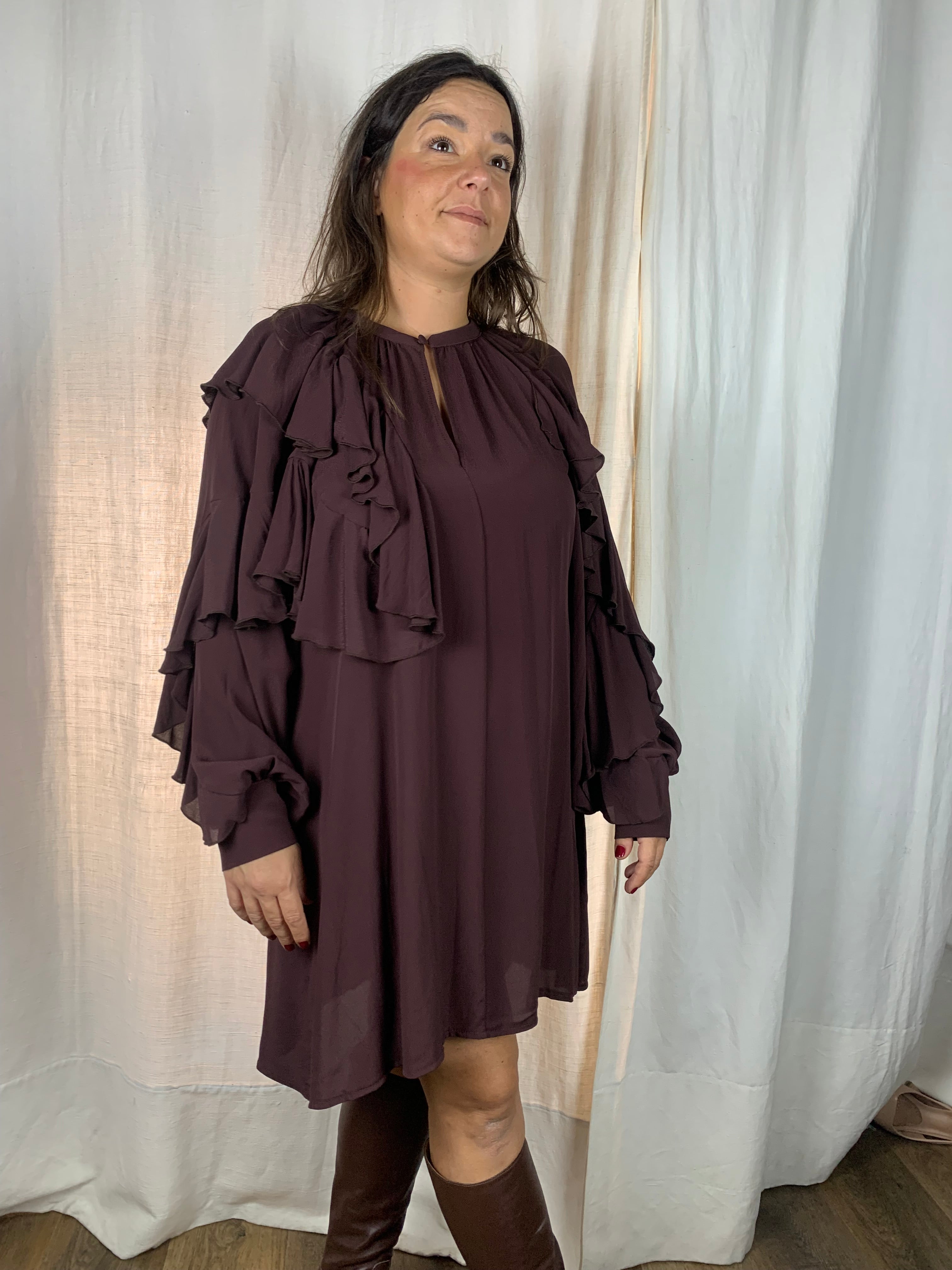 Abito voile bordeux corto