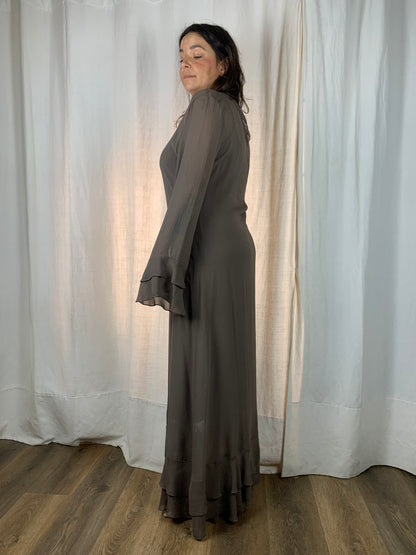 Abito color terra di seta