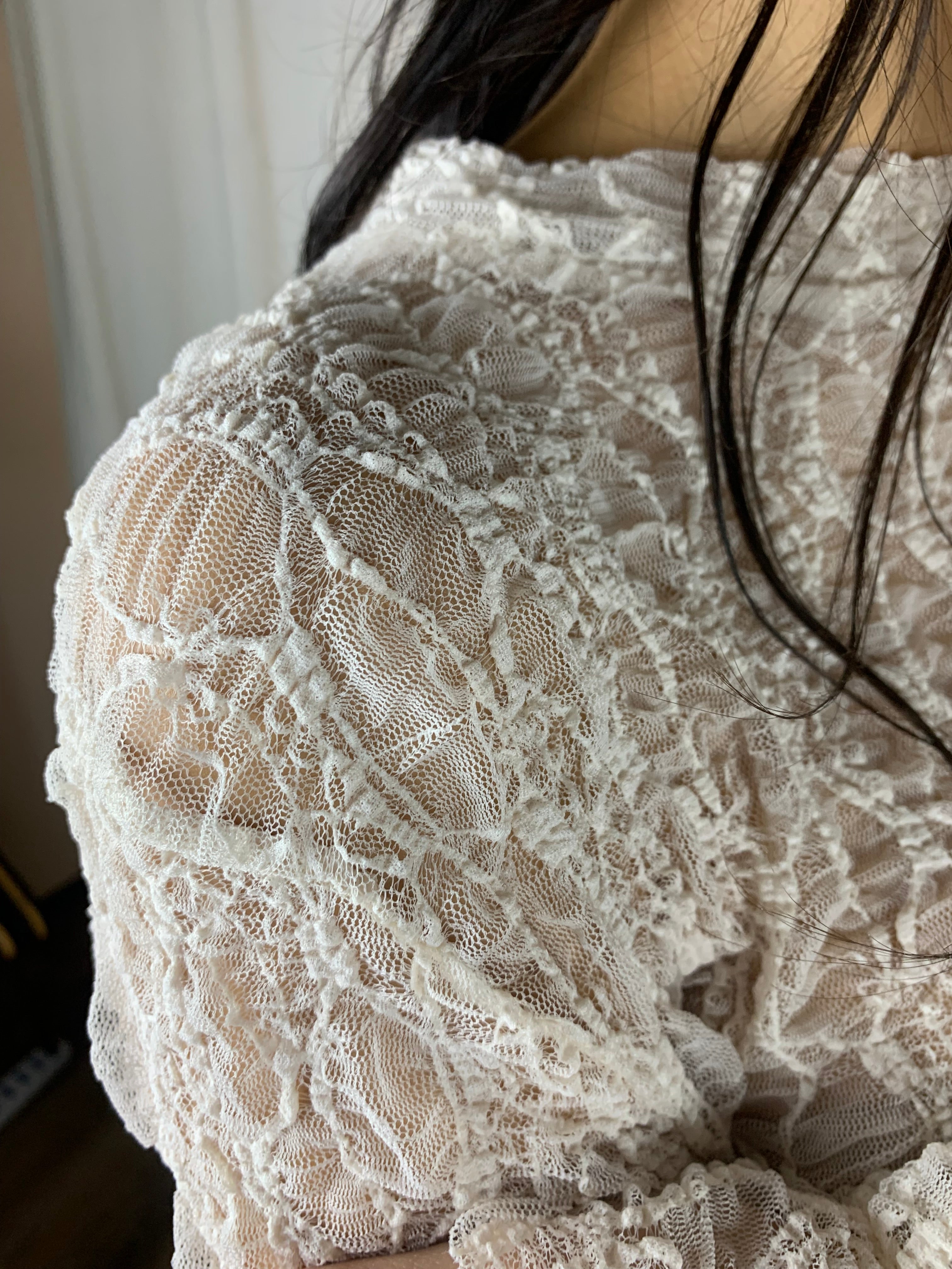camicetta collo basso pizzo avorio