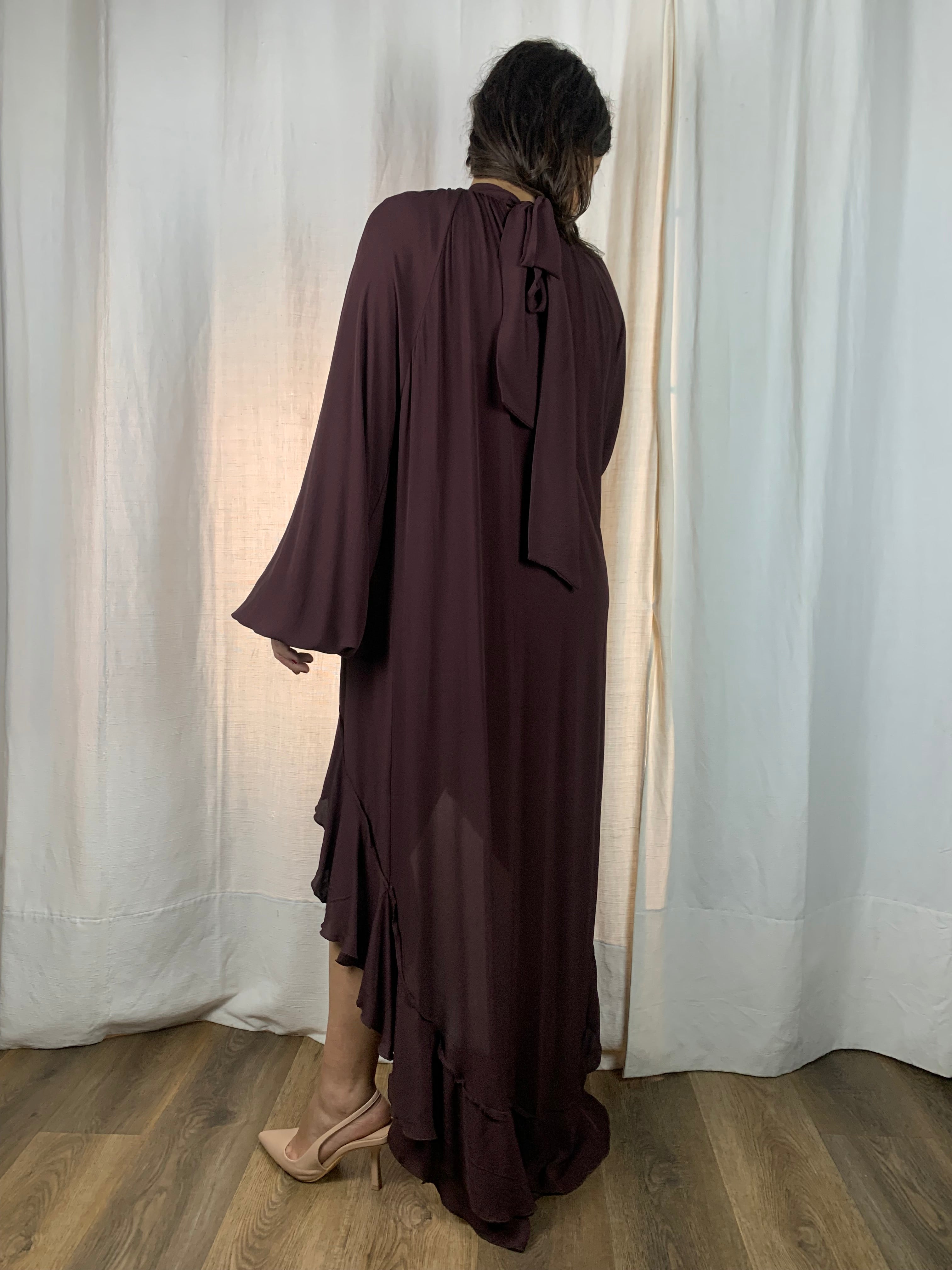 Abito voile bordeux lungo