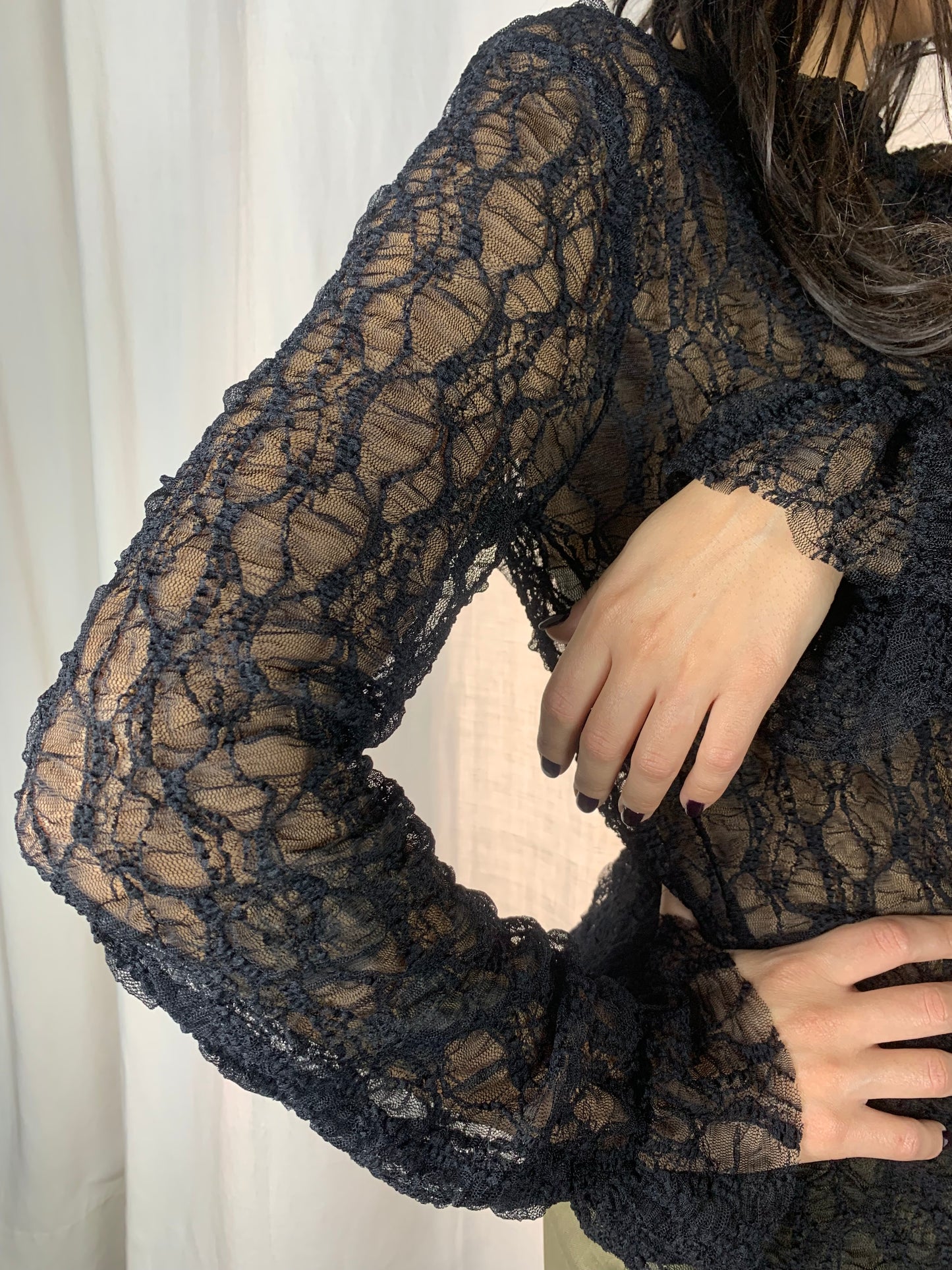 camicetta collo basso pizzo nero