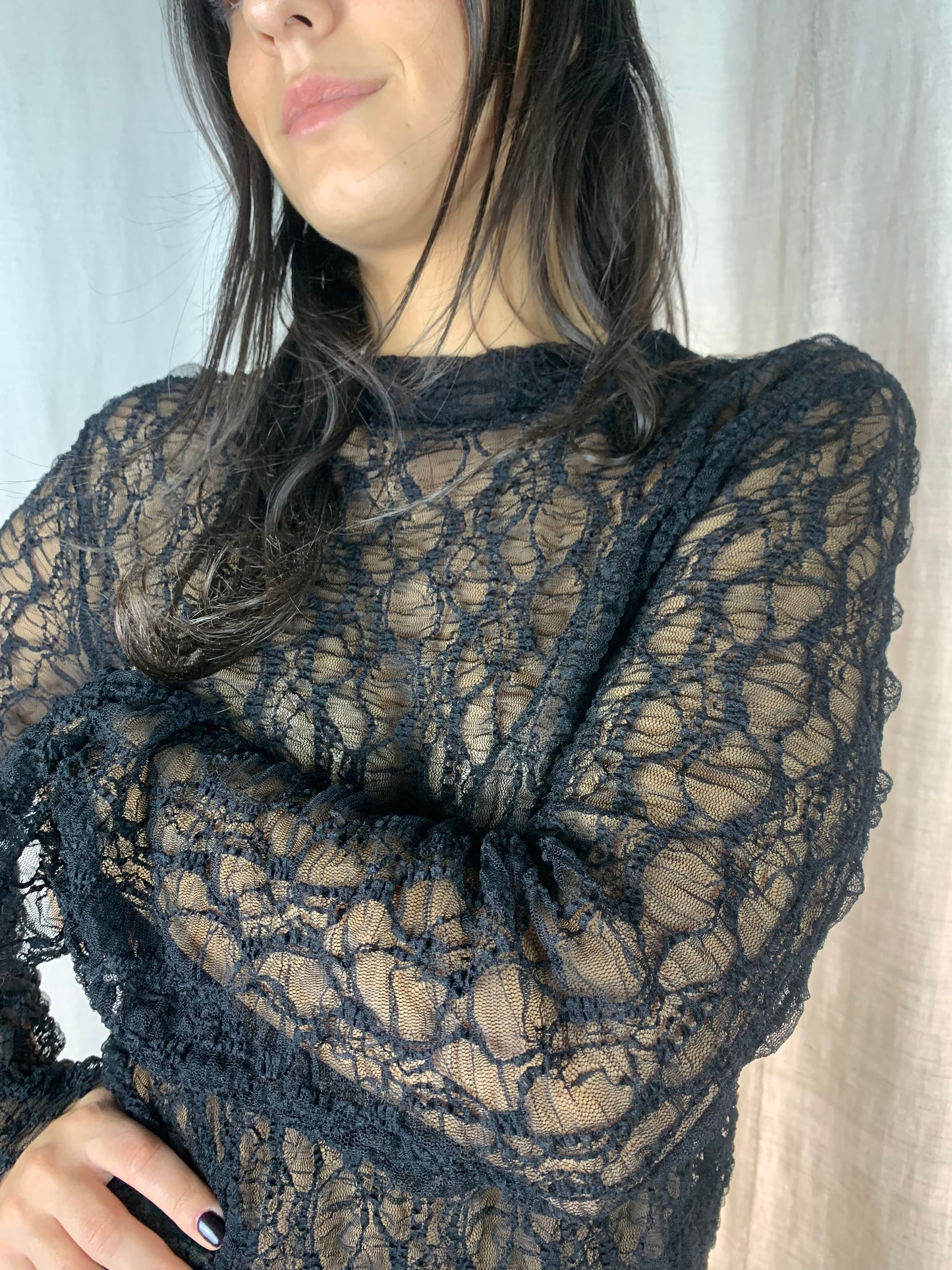 camicetta collo basso pizzo nero