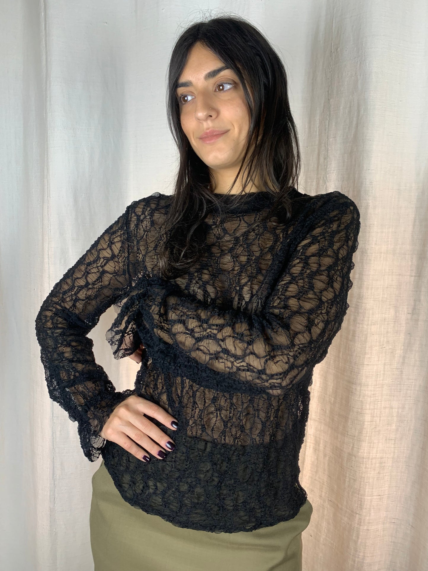 camicetta collo basso pizzo nero