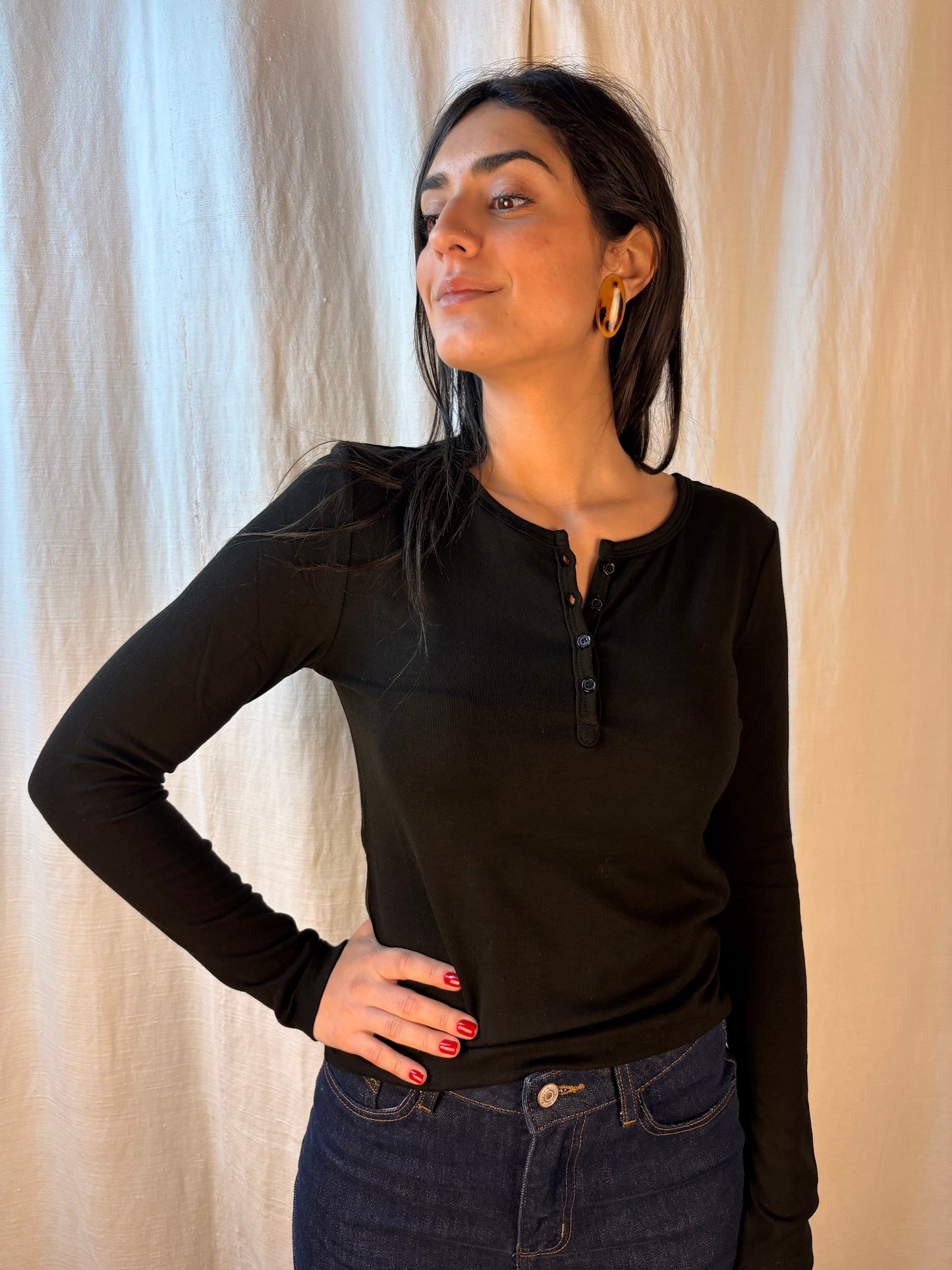 maglia caldo cotone nera