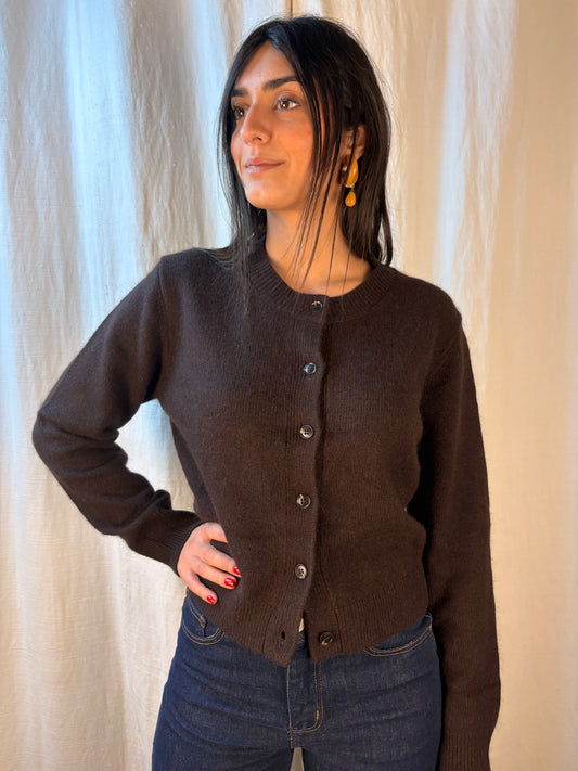 maglioncino cardigan cioccolato