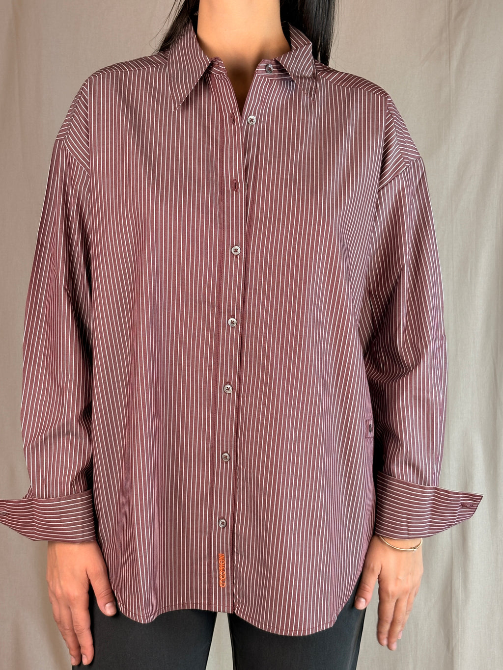 Camicia Asimmetrica Righe Vino