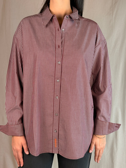 Camicia Asimmetrica Righe Vino