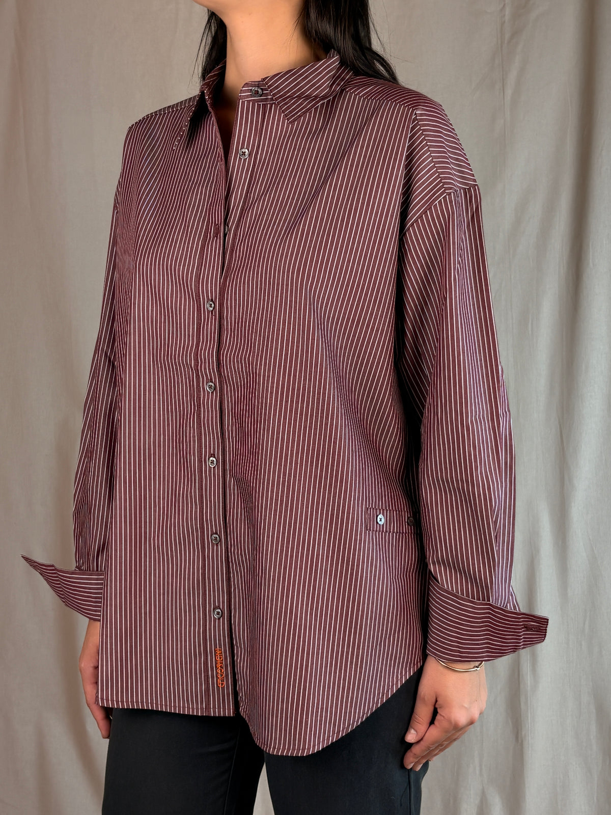 Camicia Asimmetrica Righe Vino