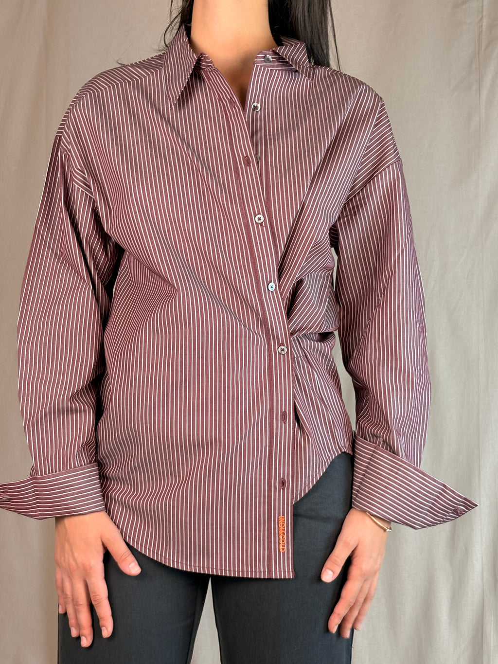 Camicia Asimmetrica Righe Vino