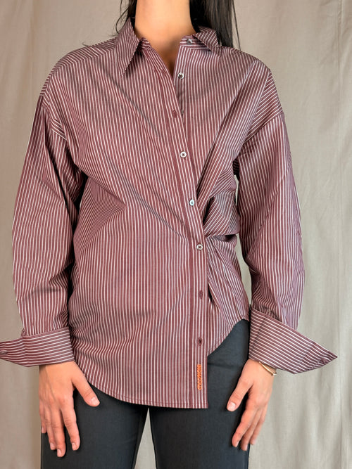 Camicia Asimmetrica Righe Vino