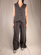 gilet asimmetrico brown