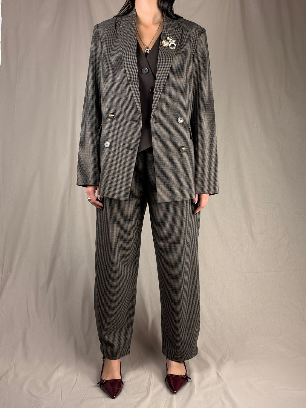 giacca doppiopette micro check