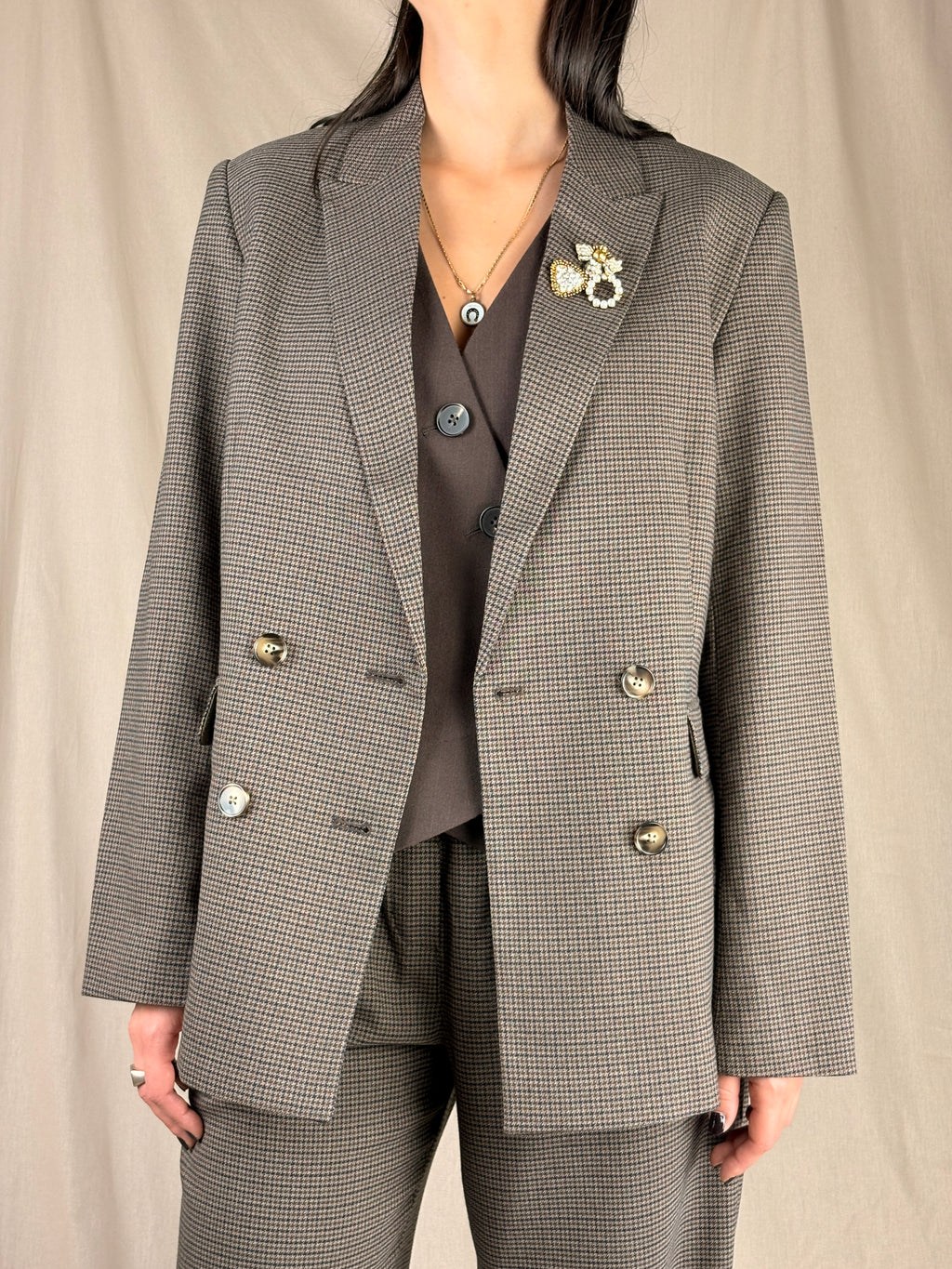 giacca doppiopette micro check