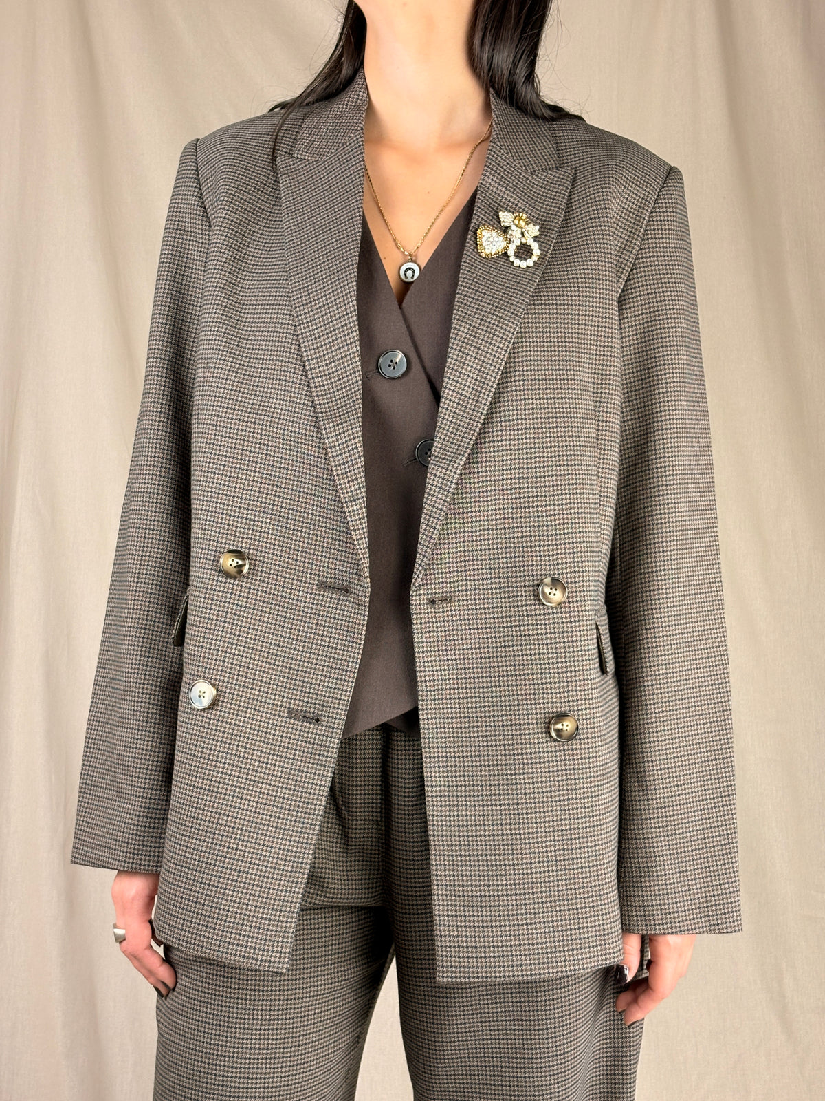 giacca doppiopette micro check